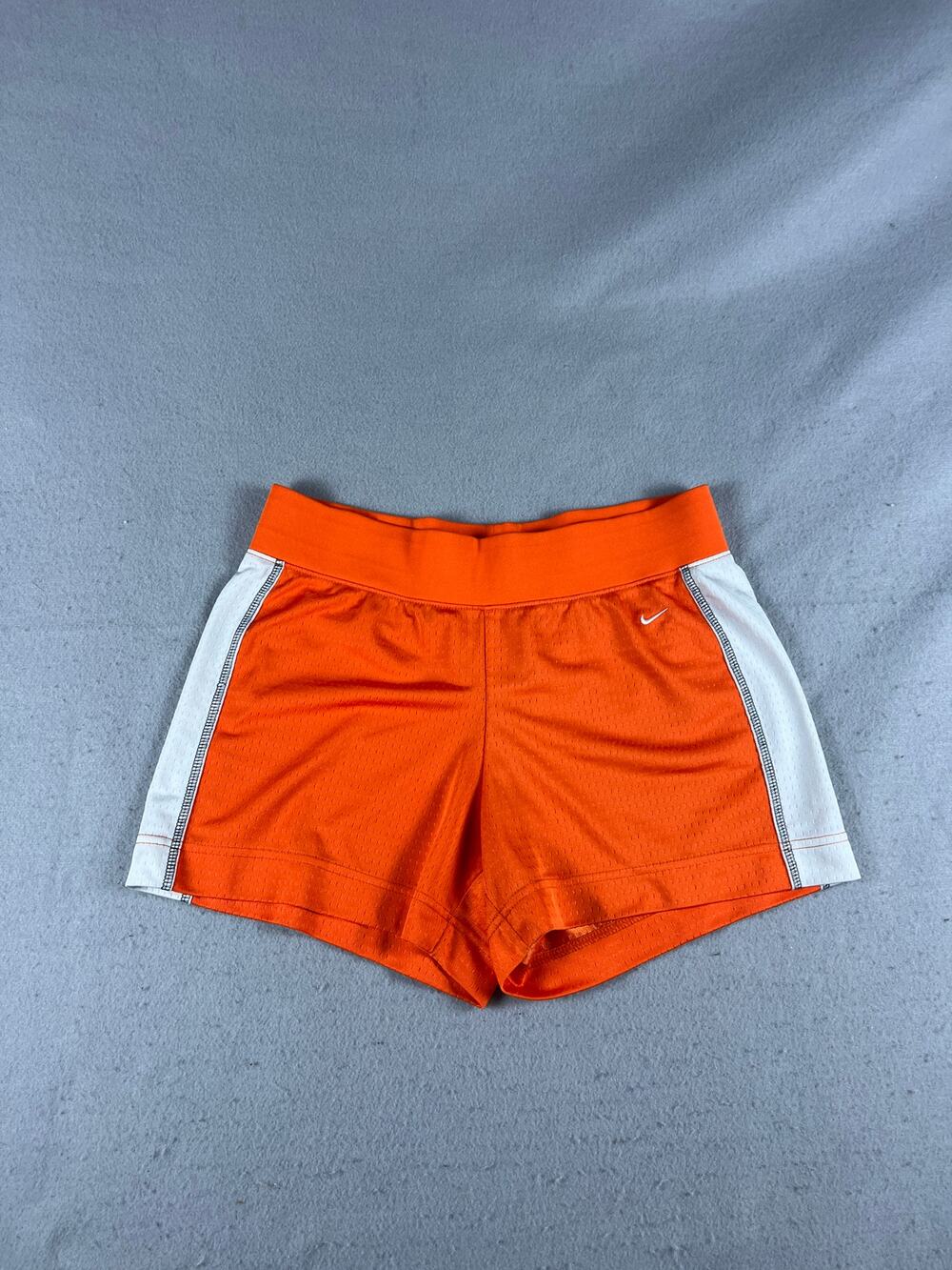 Nike Athletic Shorts Womens M Orange White Mid Rise Pull On Running Training